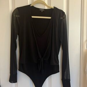 Black express bodysuit with front tie size large